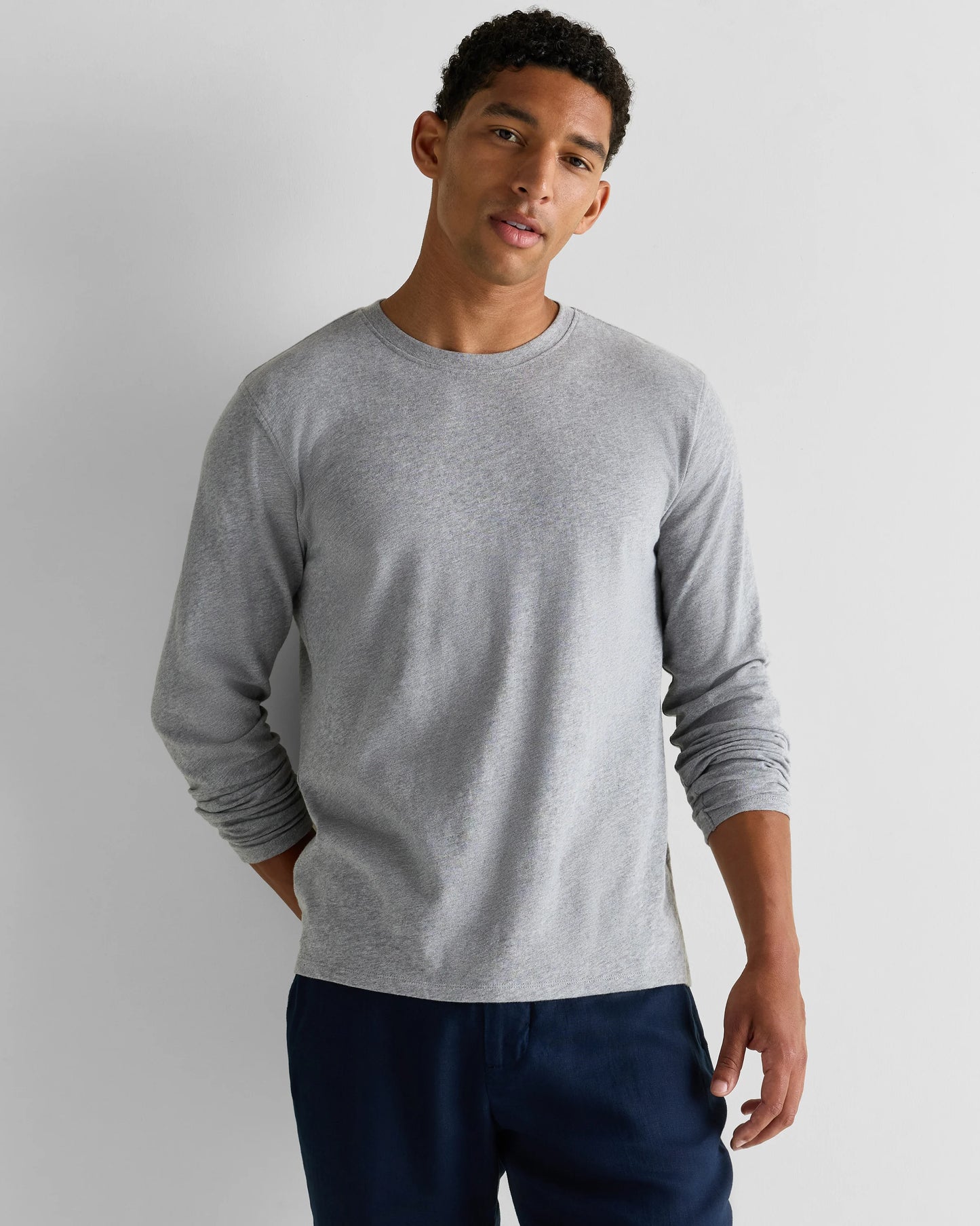 100% Organic Cotton Slub Long Sleeve Tee - S / Classic White