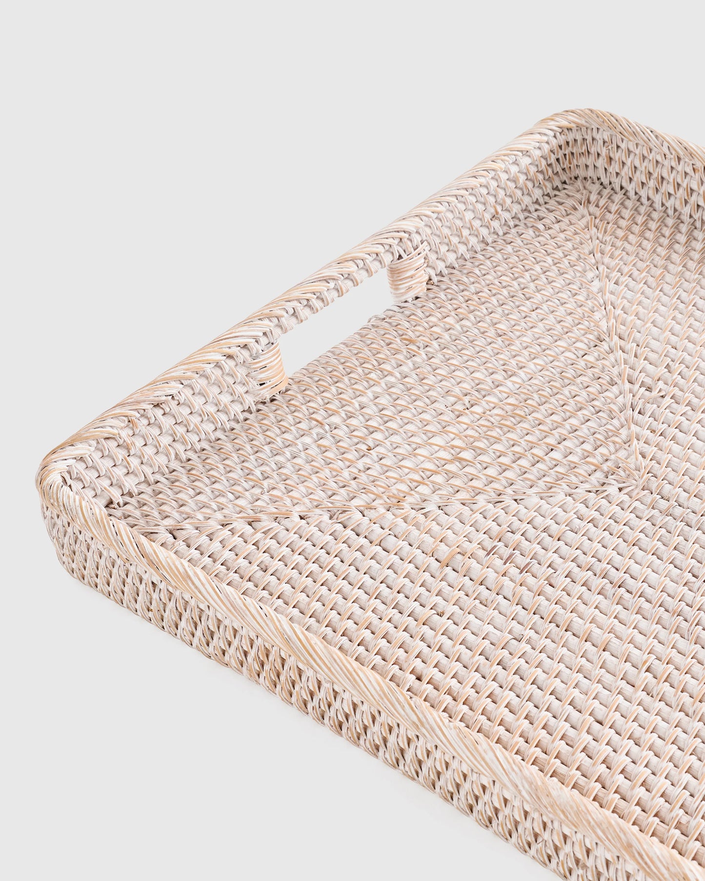 Handwoven Rattan Rectangular Tray - One Size / Natural