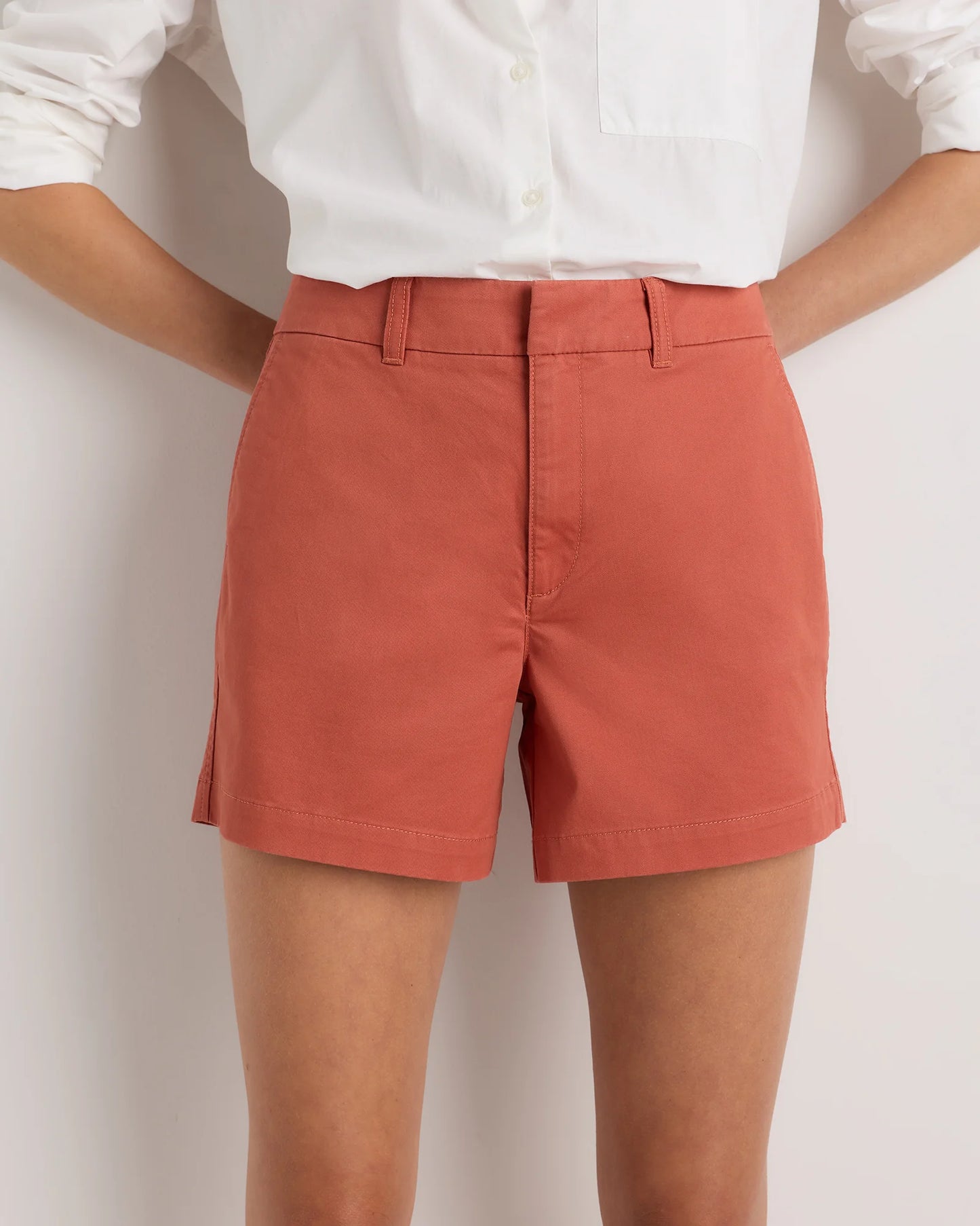 Organic Stretch Cotton Chino Shorts - 0 / Shell Pink
