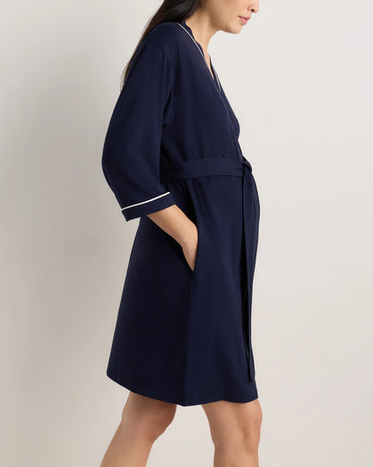 Bamboo Jersey Maternity Robe - XS / Deep Navy