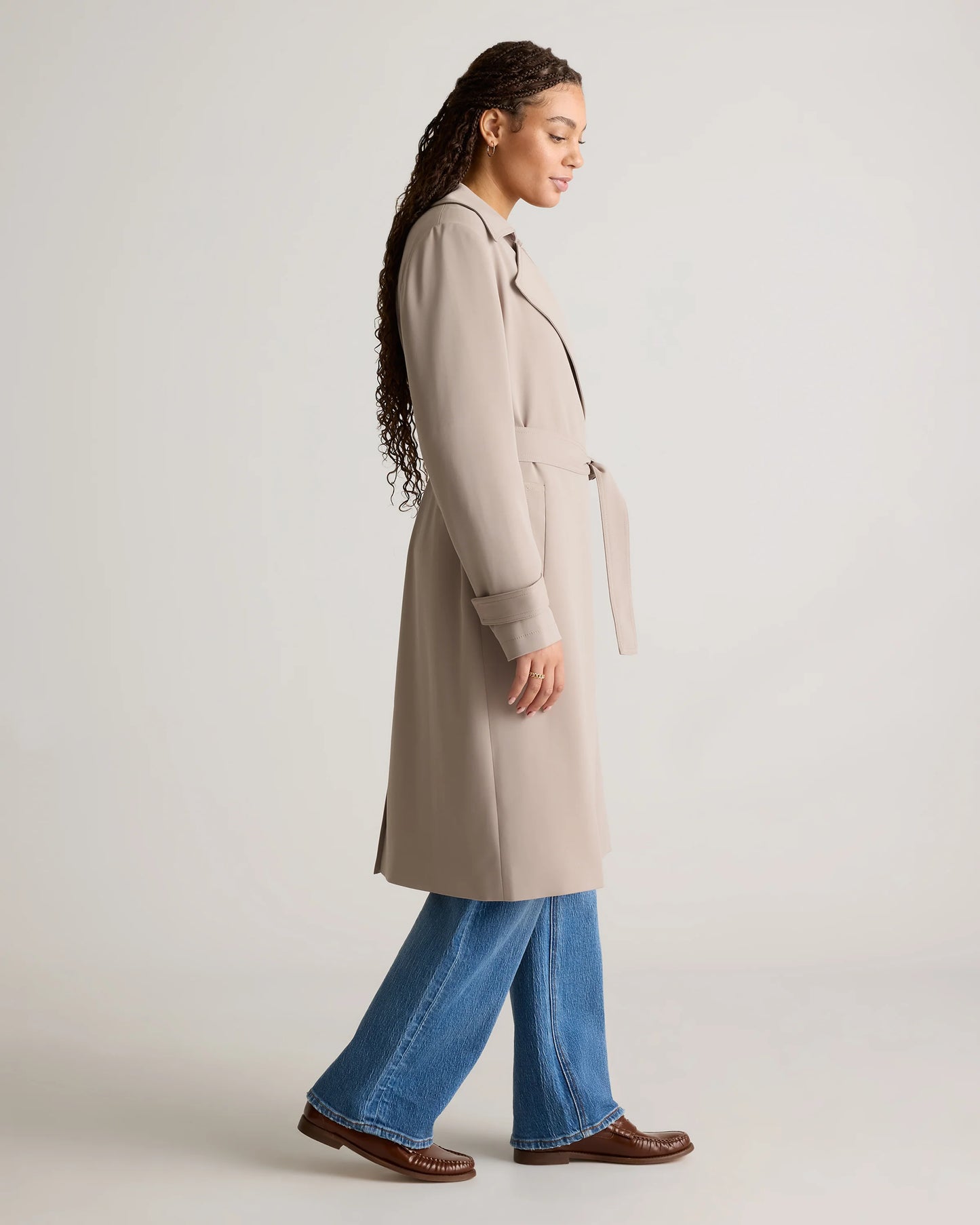 Stretch Crepe Trench Coat - XS / Olive