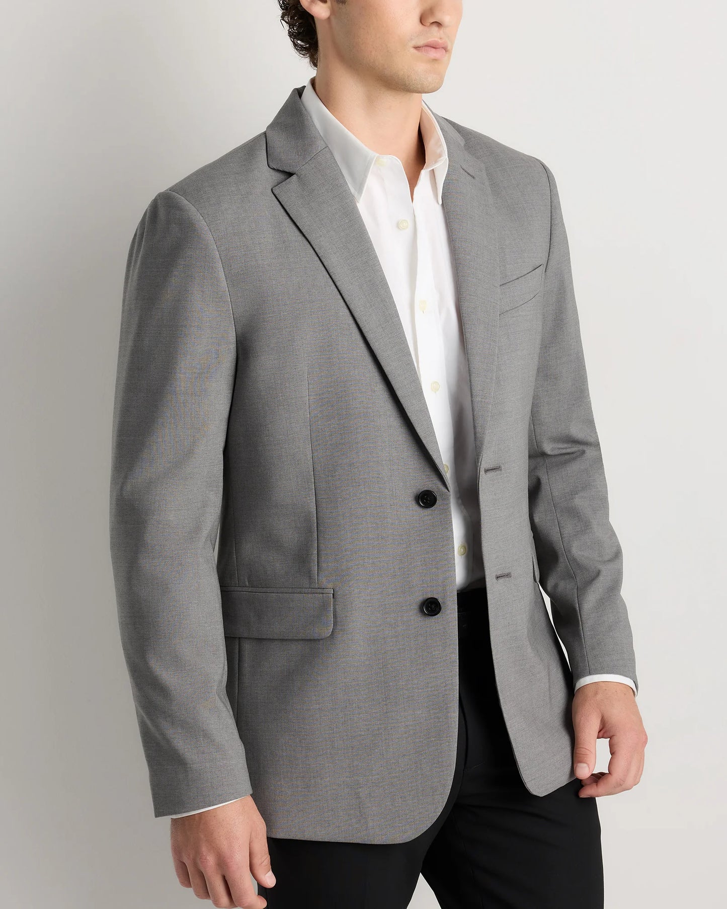 Stretch Wool Blazer - S / Grey Melange