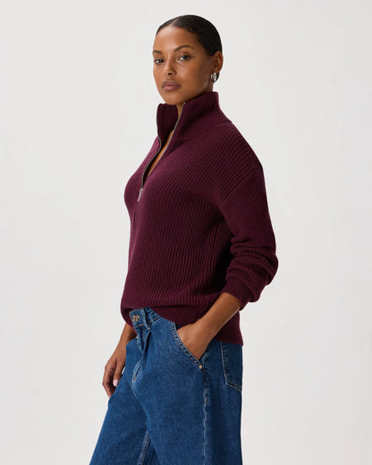 Australian Merino Wool Half Zip Sweater - XS / Heather Grey