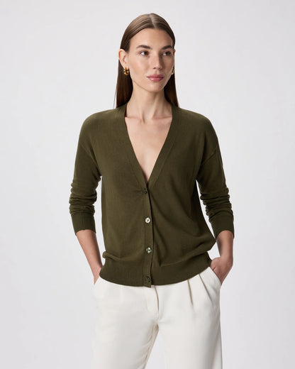 Lightweight Cotton Cashmere Cardigan - XS / Heather Oatmeal