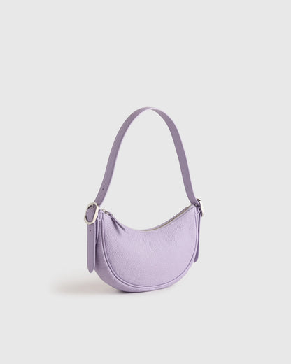 Italian Leather Mini Crescent Shoulder Bag - One Size / Espresso Brown