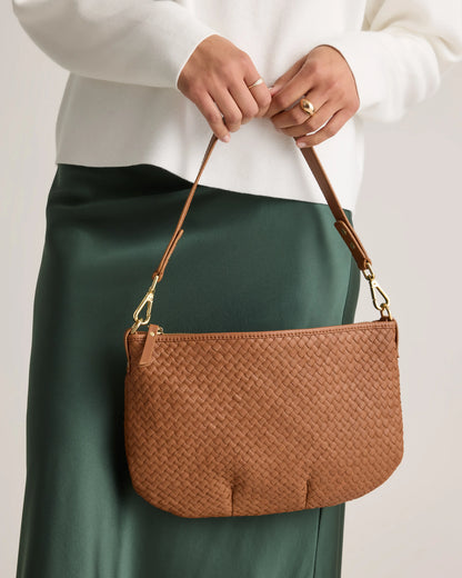 Sloane Handwoven Mini Shoulder Bag - One Size / Cognac