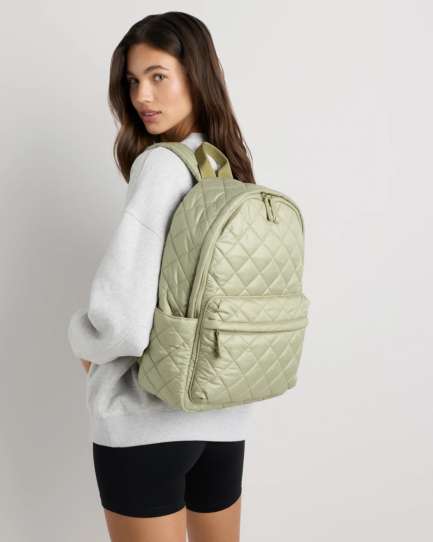 Transit Quilted Commuter Backpack - One Size / Taupe Brown