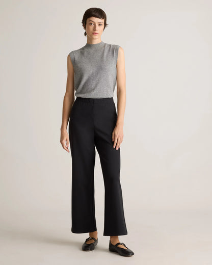 Organic Cotton Double Knit Wide Leg Pants - XS / Bold Black