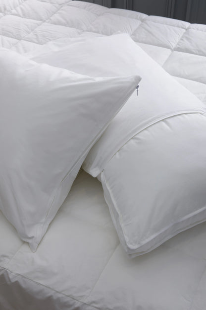 100% Cotton Pillow Protectors (Set of 2) - Standard / White