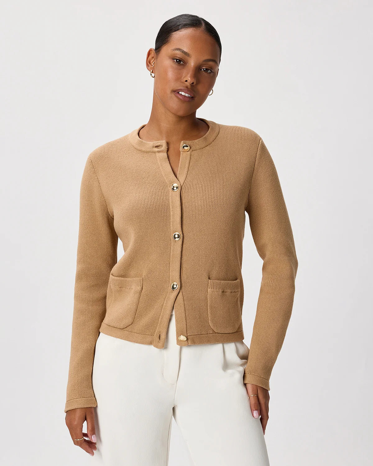 100% Organic Cotton Sweater Jacket - XS / Black/Ivory Colorblock