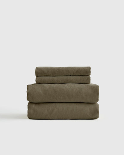 Organic Brushed Cotton Sheet Set - Twin / Toffee