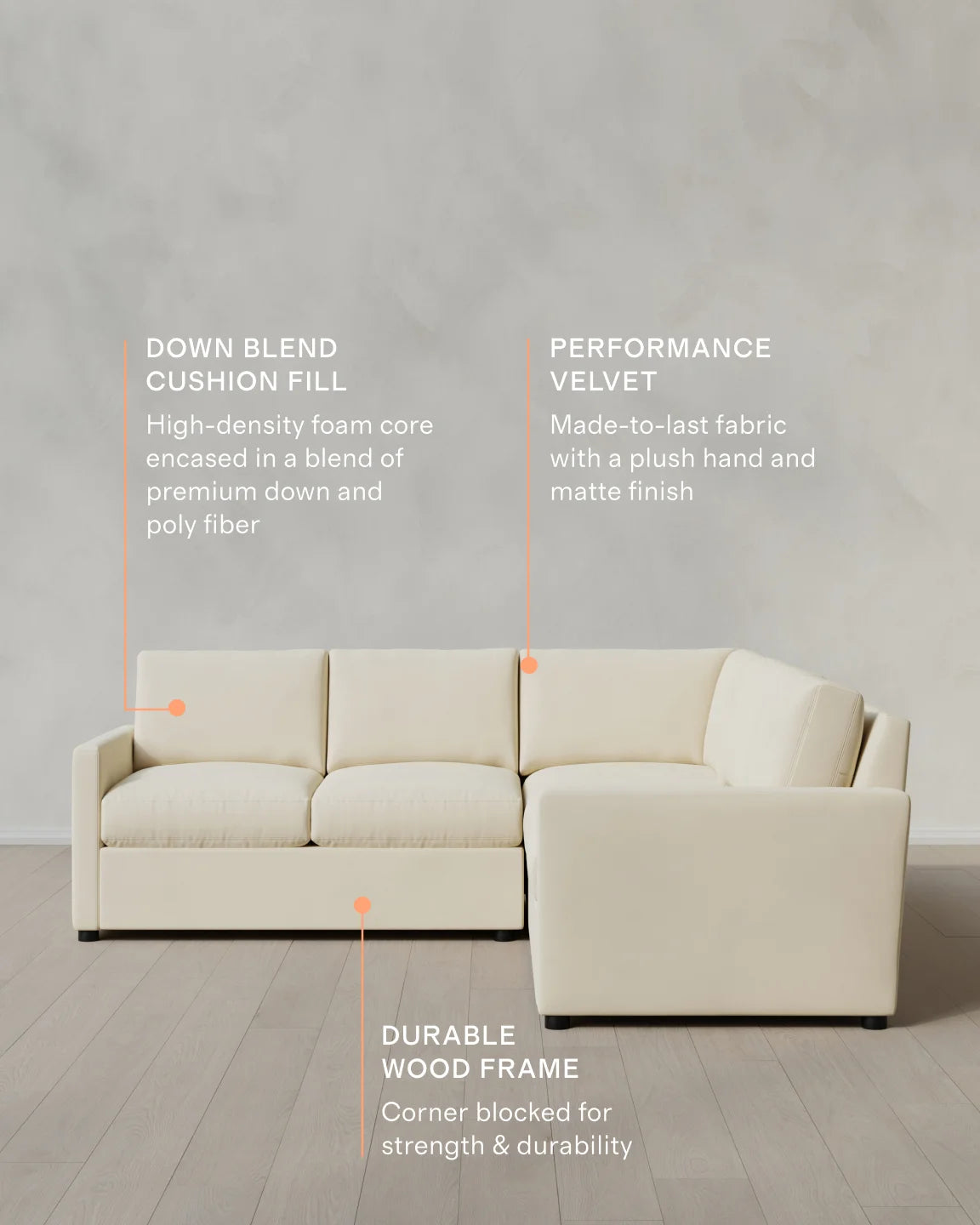 Brennan L Sectional in Performance Velvet - 99x99 / Taupe