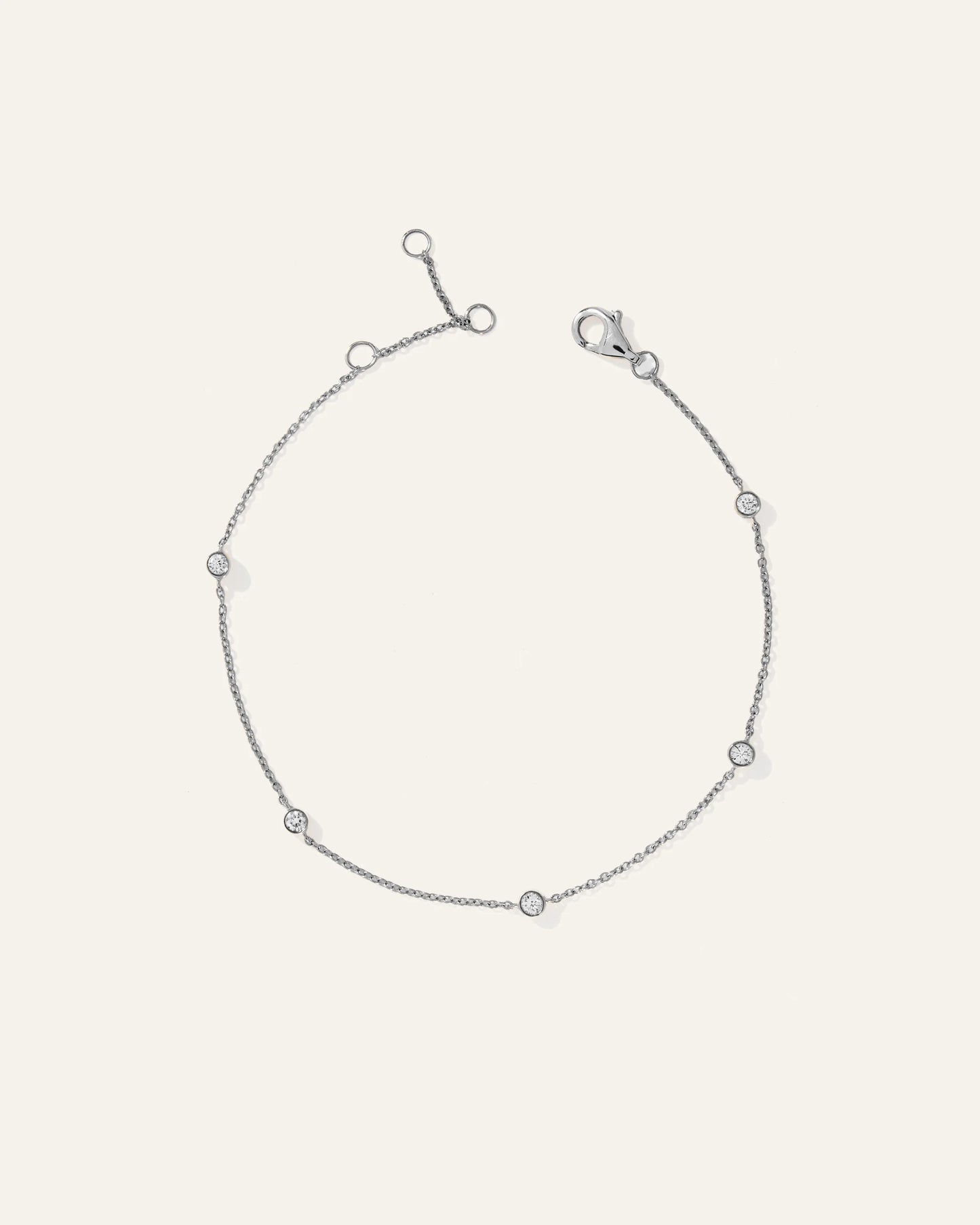 14K Gold Diamond Bezel Station Bracelet - One Size / White Gold