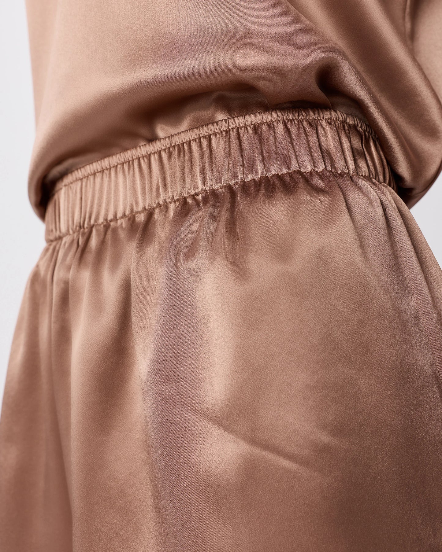 100% Washable Silk Satin Pajama Shorts - XS / Toasted Almond