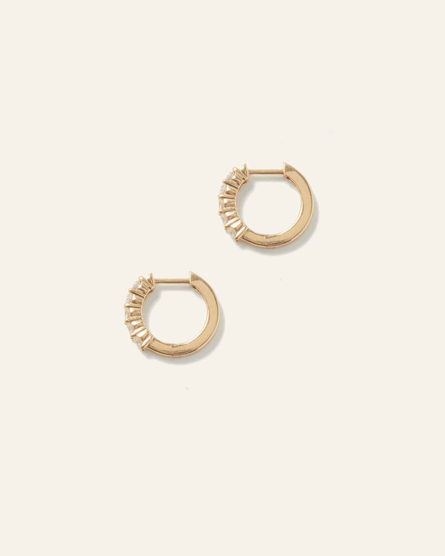 14K Gold Diamond Classic Huggie Hoops - One Size / Yellow Gold
