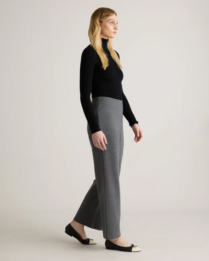 Organic Cotton Double Knit Wide Leg Pants - XS / Bold Black