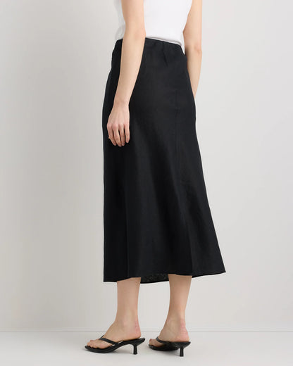 100% European Linen Midi Slip Skirt - XS / Bayberry Olive
