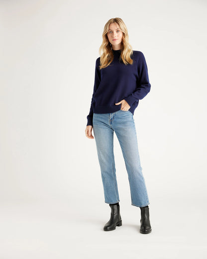 100% Organic Cotton Mock Neck Sweater - XS / Ivory