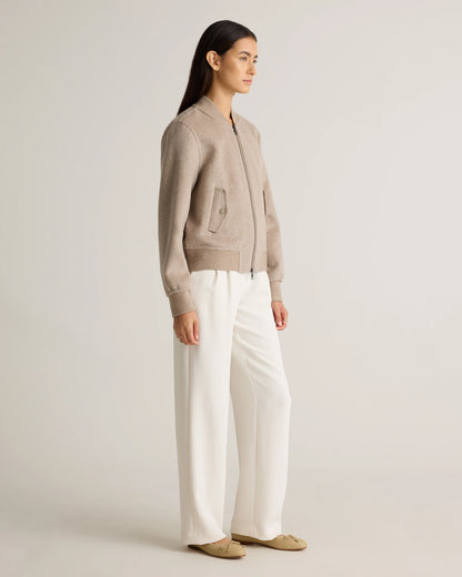 Double-Faced Merino Wool Bomber Jacket - XS / Black