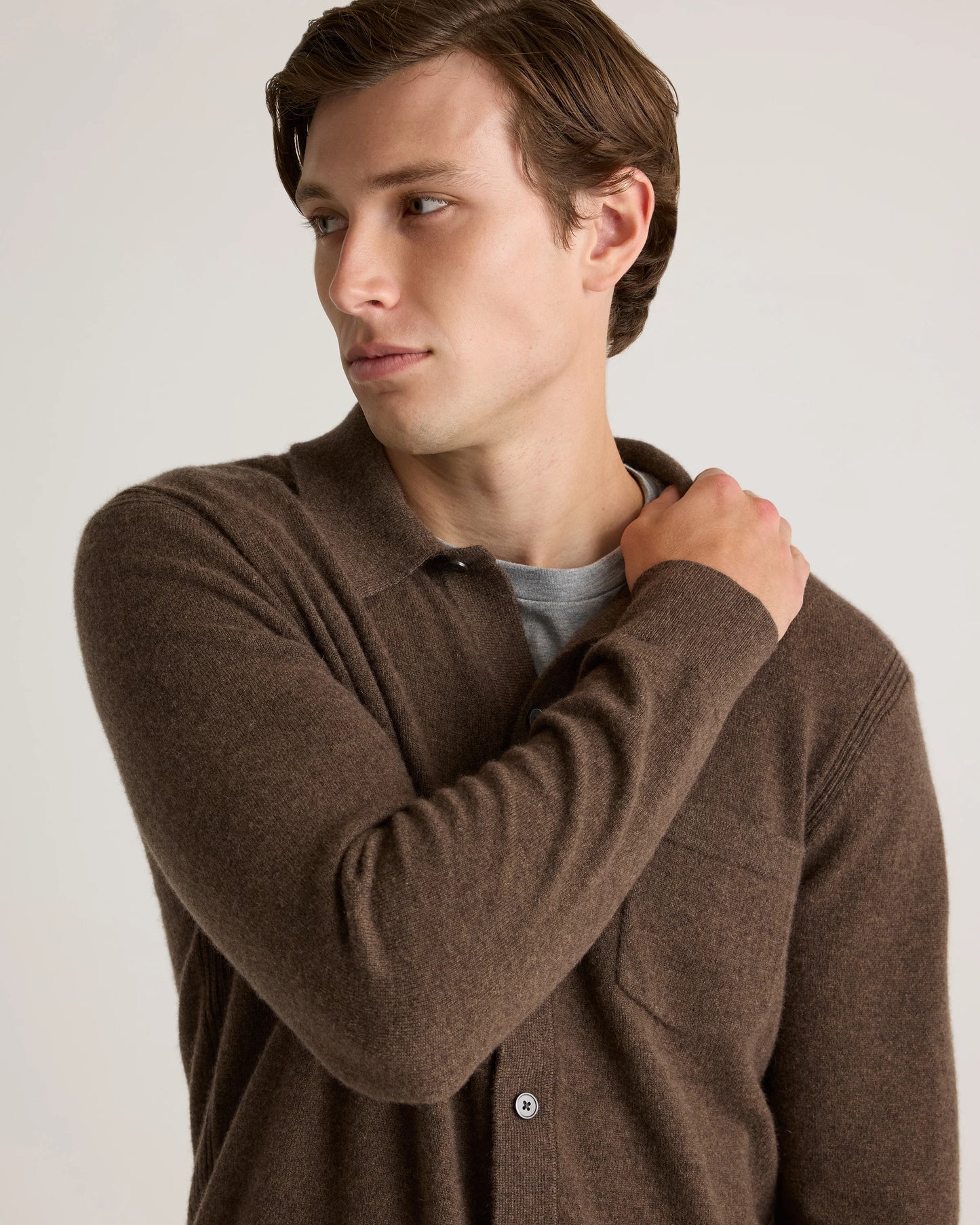 Mongolian Cashmere Button Down Sweater - S / Brown