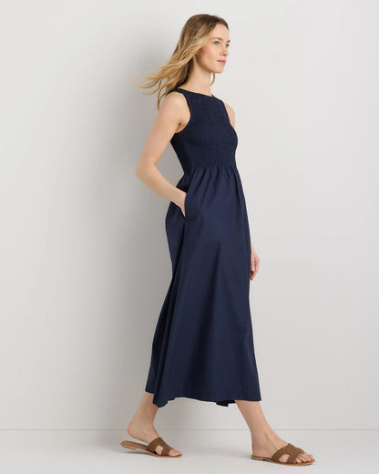 100% Organic Cotton Poplin Boat Neck Maxi Dress - XS / Black