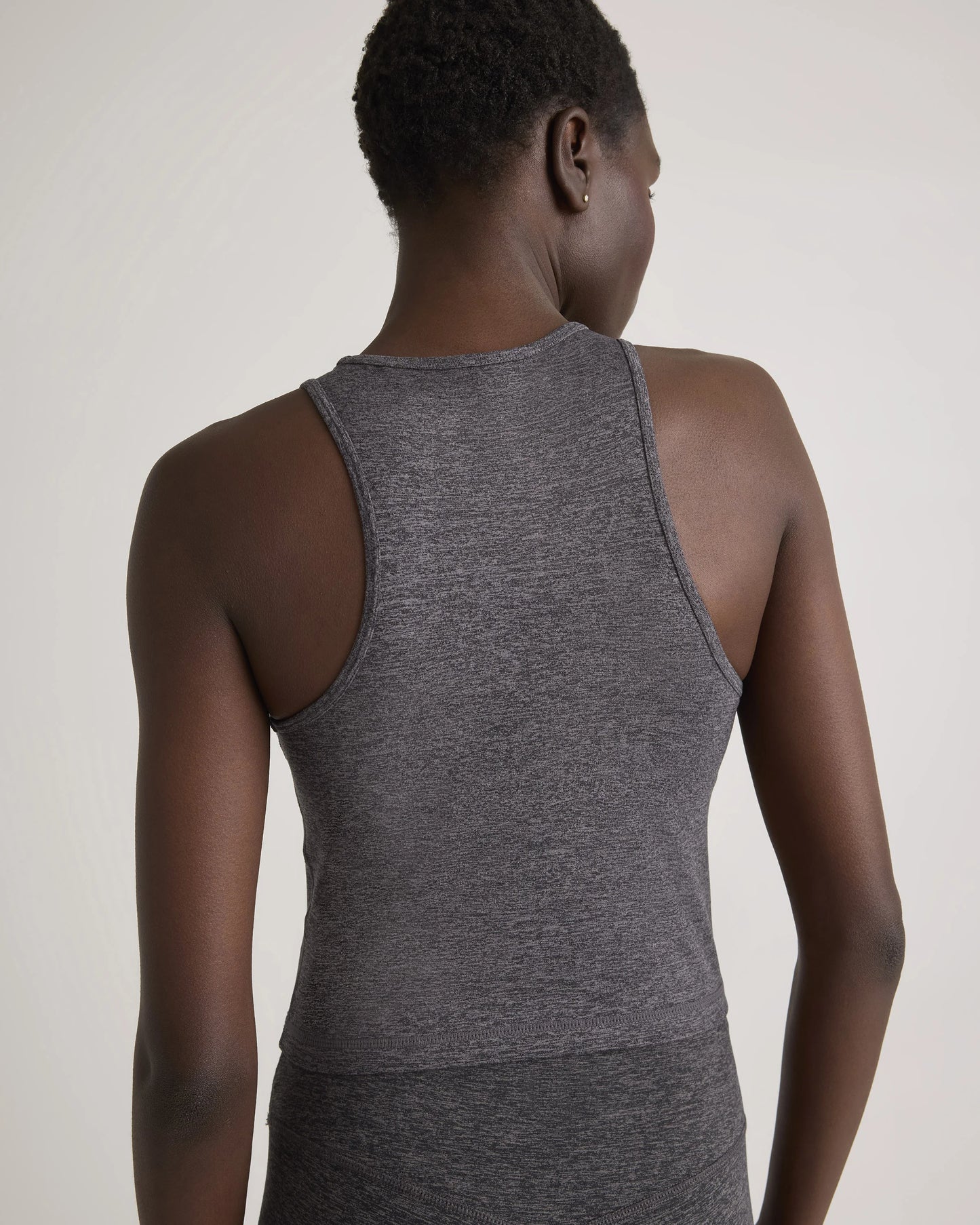 Ultra-Soft High Neck Cropped Tank - XS / Heather Charcoal