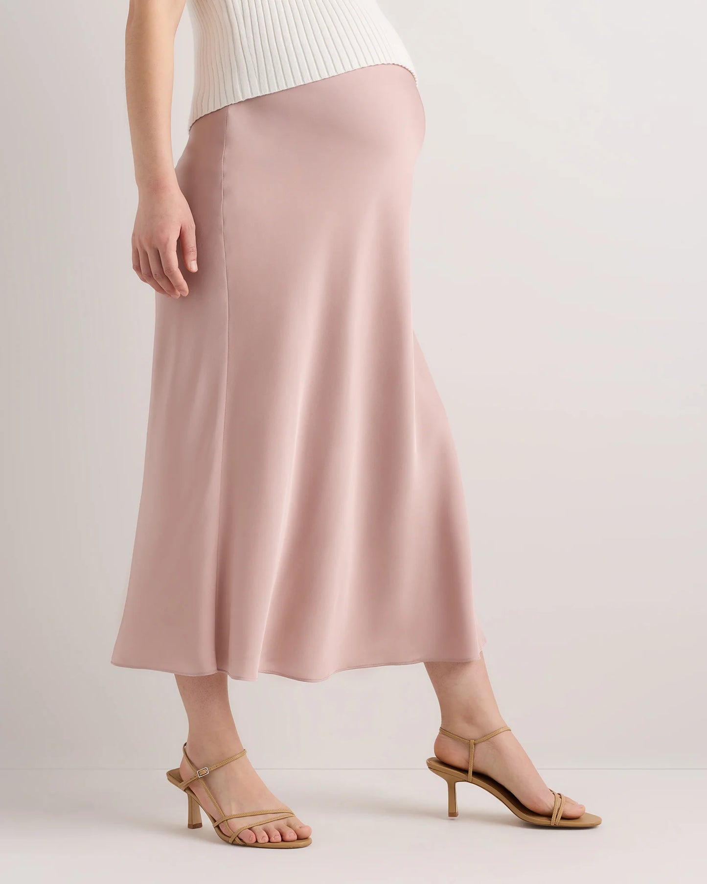 Washable Stretch Silk Maternity Skirt - XS / Vintage Pink