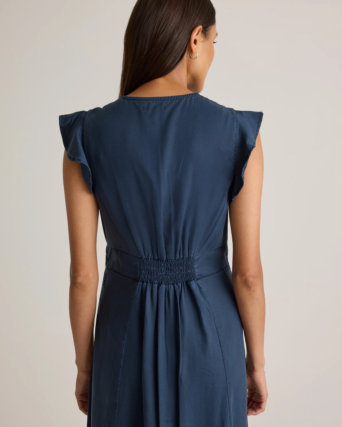 Vintage Wash Tencel Button Front Midi Dress - XS / Olive