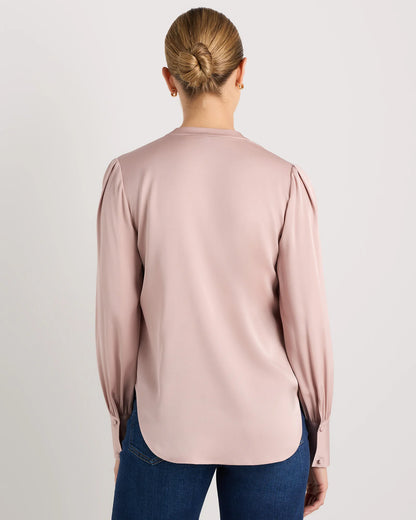 Washable Stretch Silk Peasant Blouse - XS / Ivory