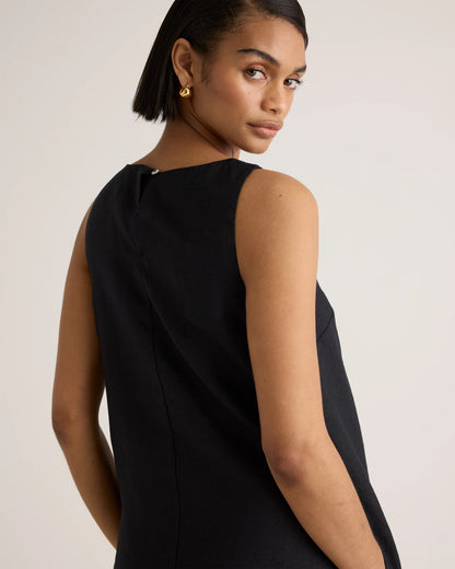 100% European Linen Tank Mini Dress - XS / Deep Navy