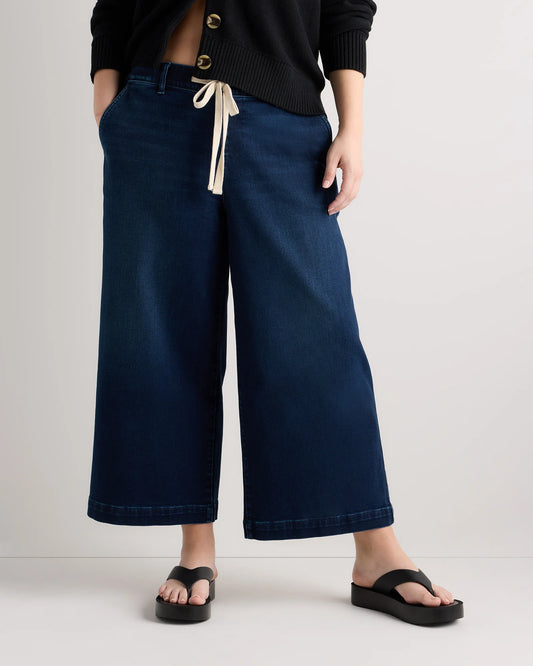 Mia Wide Leg Crop Jeans - 1X / Deep Sea Blue
