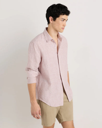 100% European Linen Relaxed Long Sleeve Shirt - XS / Flax