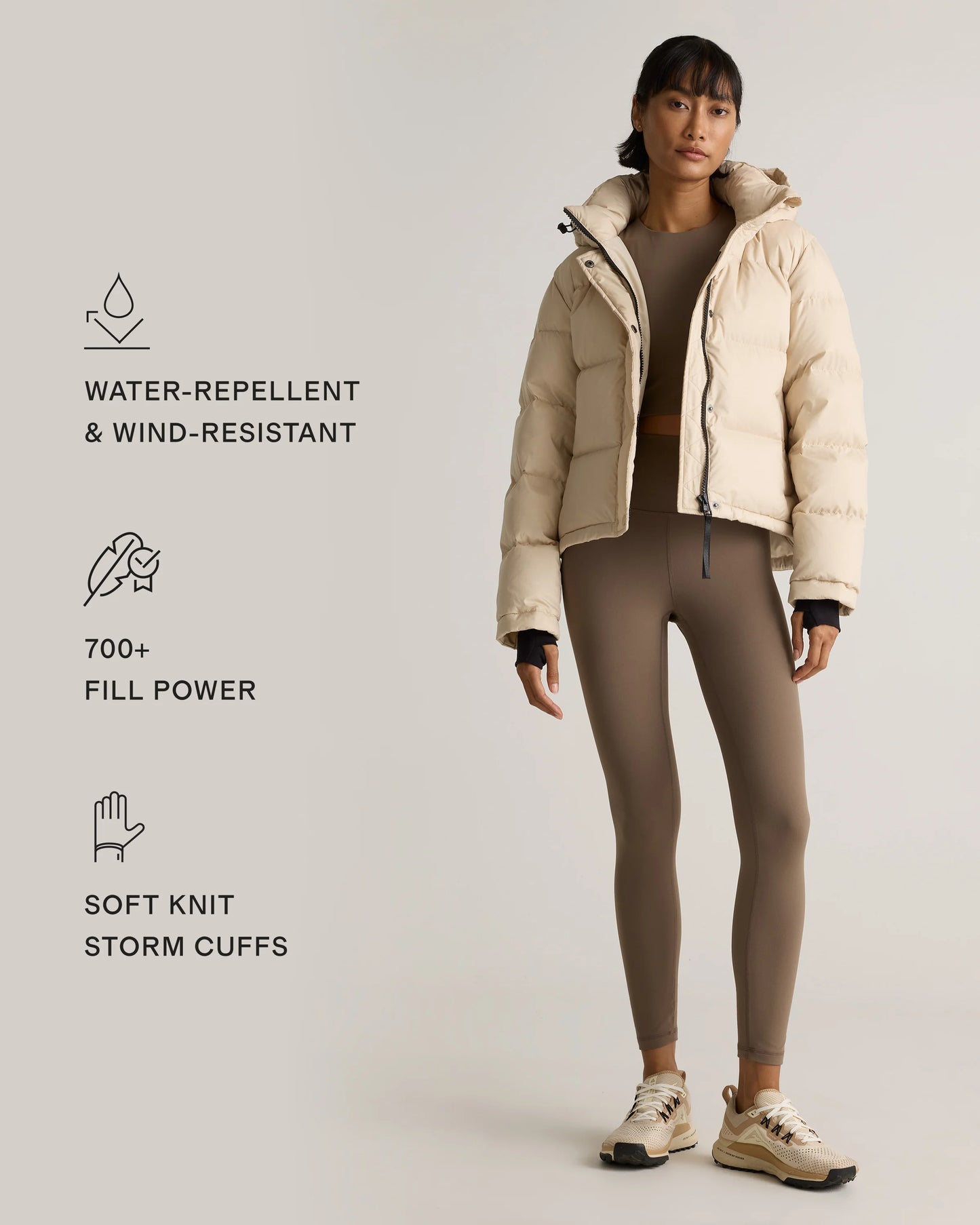 Responsible Down Cropped Puffer Jacket - XS / Shiny Black