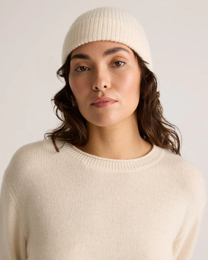 Mongolian Cashmere Ribbed Beanie - XS/S / Heather Charcoal
