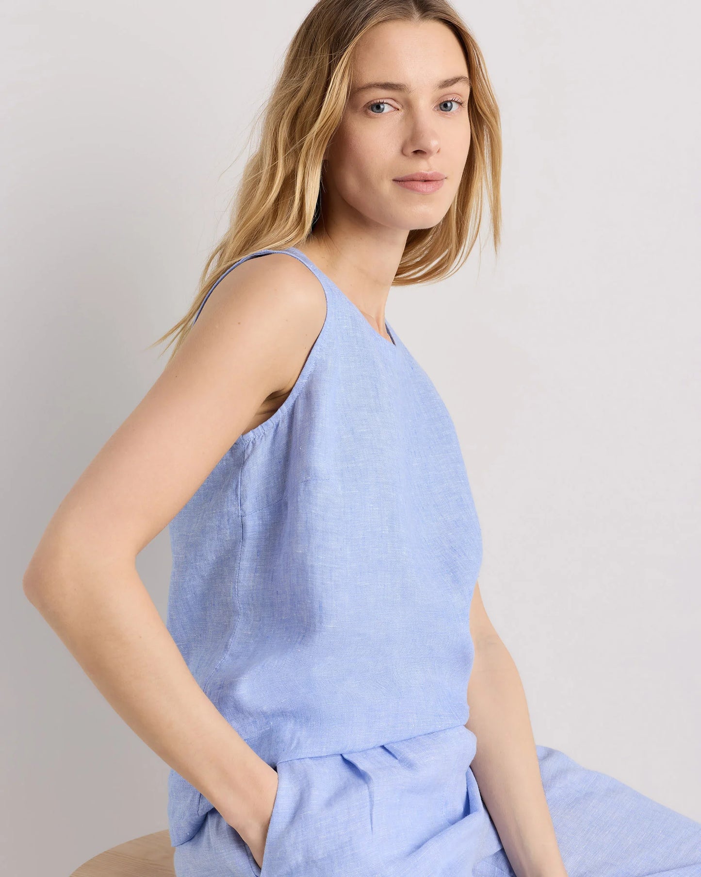 100% European Linen Tank - XS / Black
