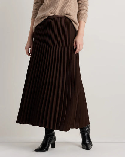 Pleated Matte Midi Skirt - XS / Coffee Bean Brown