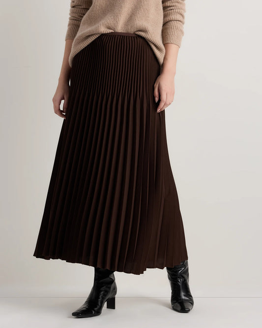 Pleated Matte Midi Skirt - XS / Coffee Bean Brown