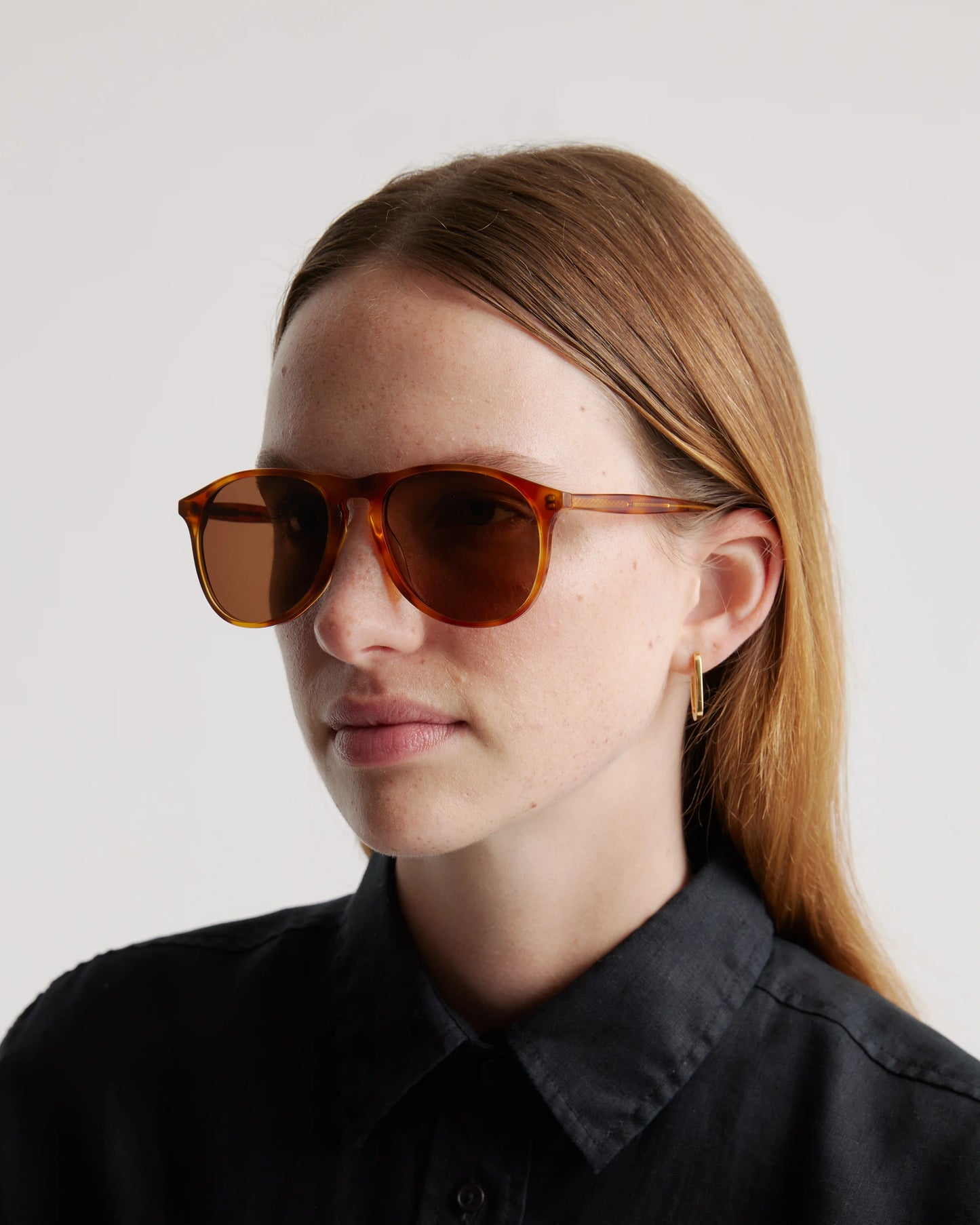 Wyatt Polarized Acetate Sunglasses - One Size / Clear Brown with Brown lens