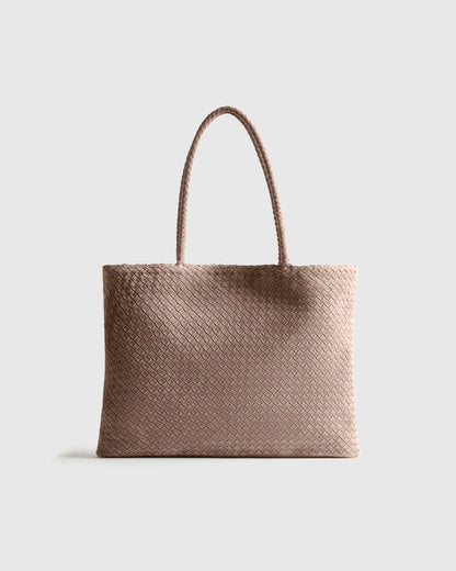 Siena Suede Handwoven Tote - One Size / Pebble