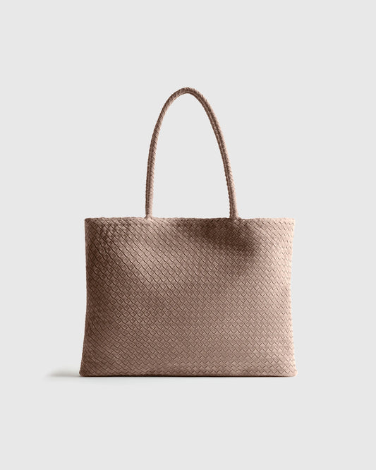 Siena Suede Handwoven Tote - One Size / Pebble