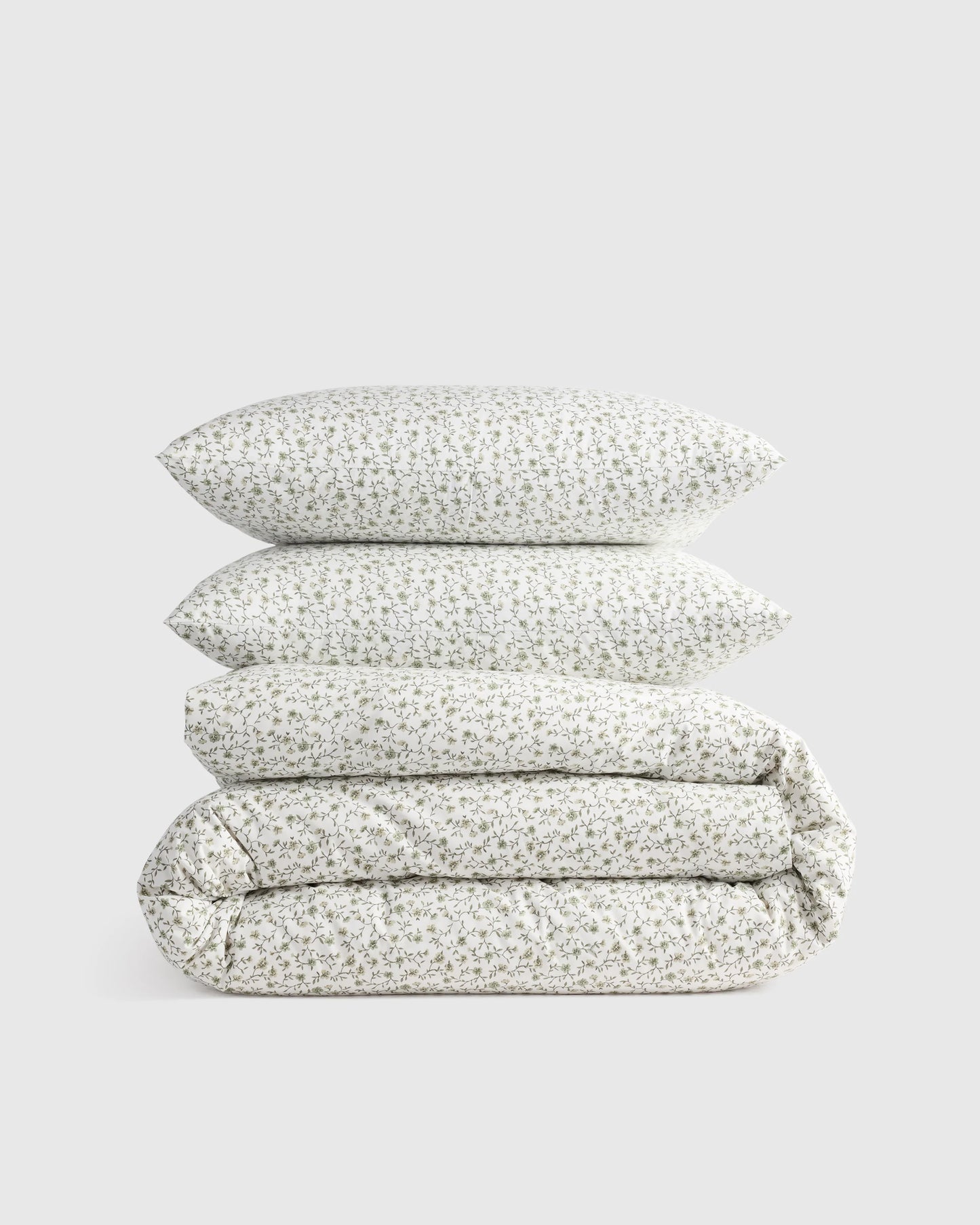 Organic Crisp Percale Floral Duvet Cover Set - Twin / Toffee Florette