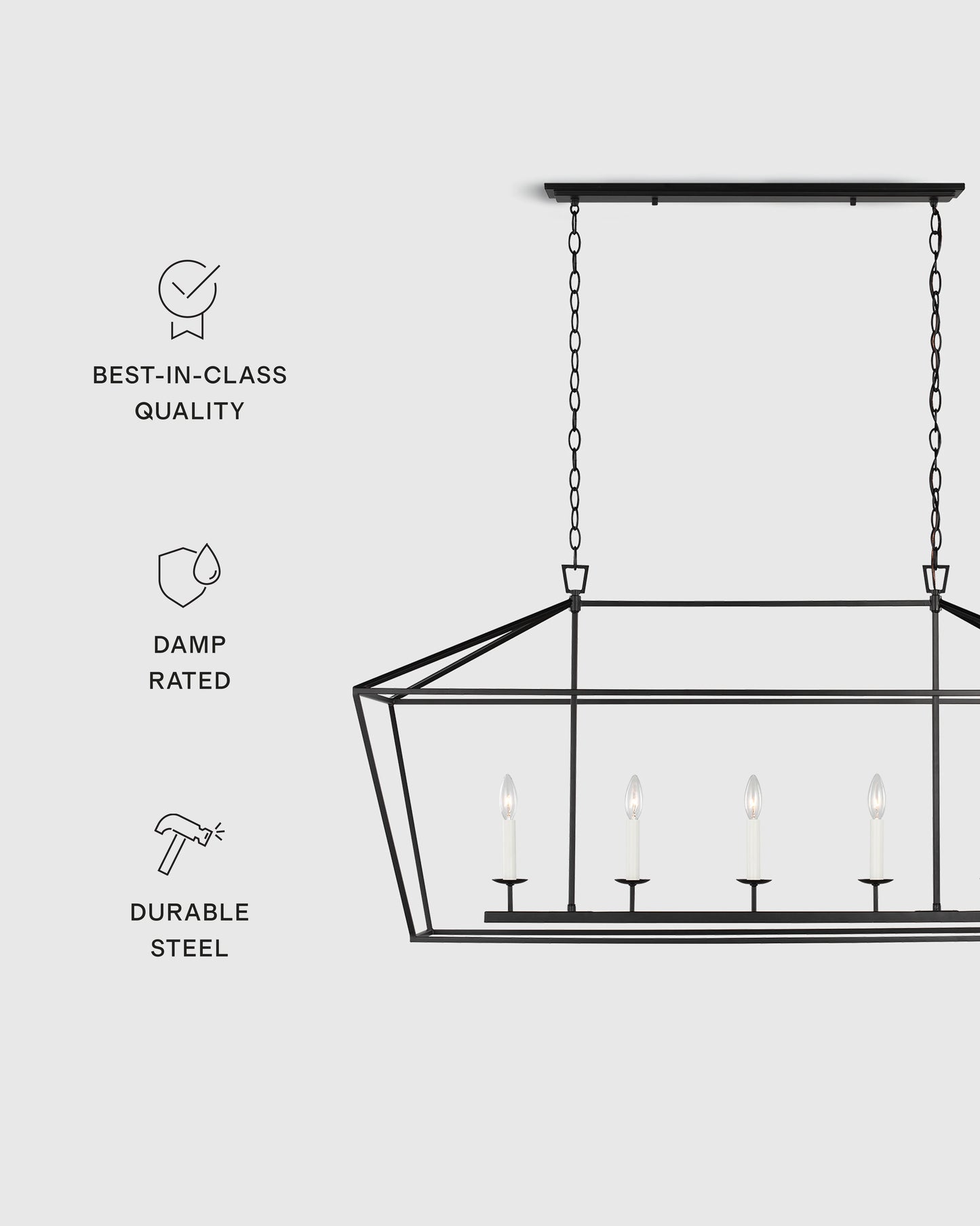 Traditional Steel Linear Lantern Chandelier - One Size / Brass