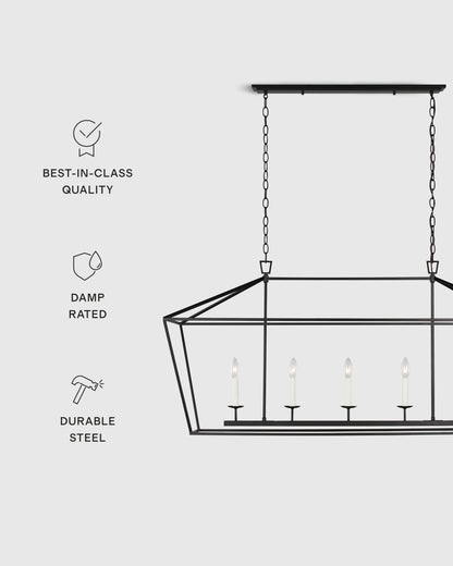Traditional Steel Linear Lantern Chandelier - One Size / Brass