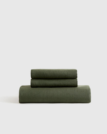 European Linen Fitted Sheet Set - Twin / Peach