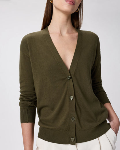 Lightweight Cotton Cashmere Cardigan - XS / Heather Oatmeal