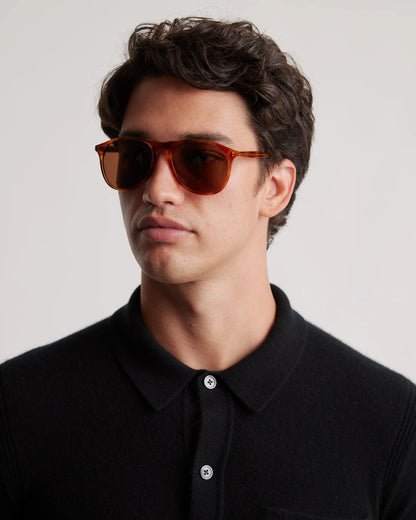 Wyatt Polarized Acetate Sunglasses - One Size / Clear Brown with Brown lens