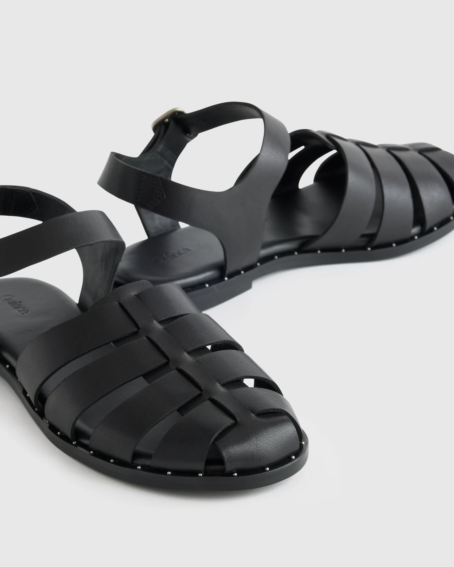 Italian Leather Fisherman Sandal - 5 / Black