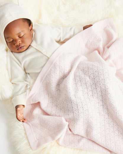 Mongolian Cashmere Pointelle Baby Blanket - One Size / Ivory