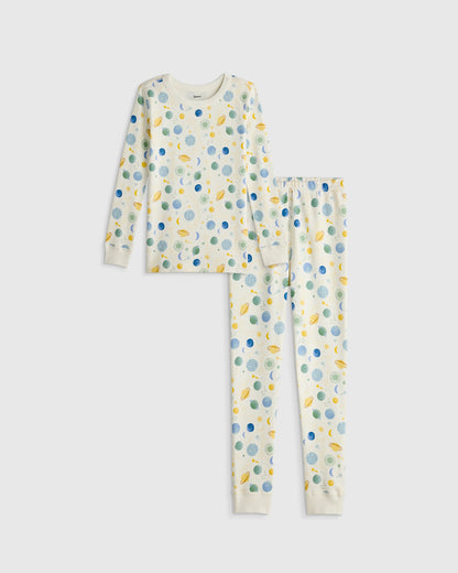 100% Organic Cotton Long Sleeve and Pant Pajama Set - 2T / Navy Stripe