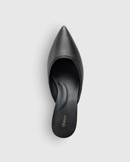 Italian Leather 55mm Kitten Heel Mule - 5 / Black